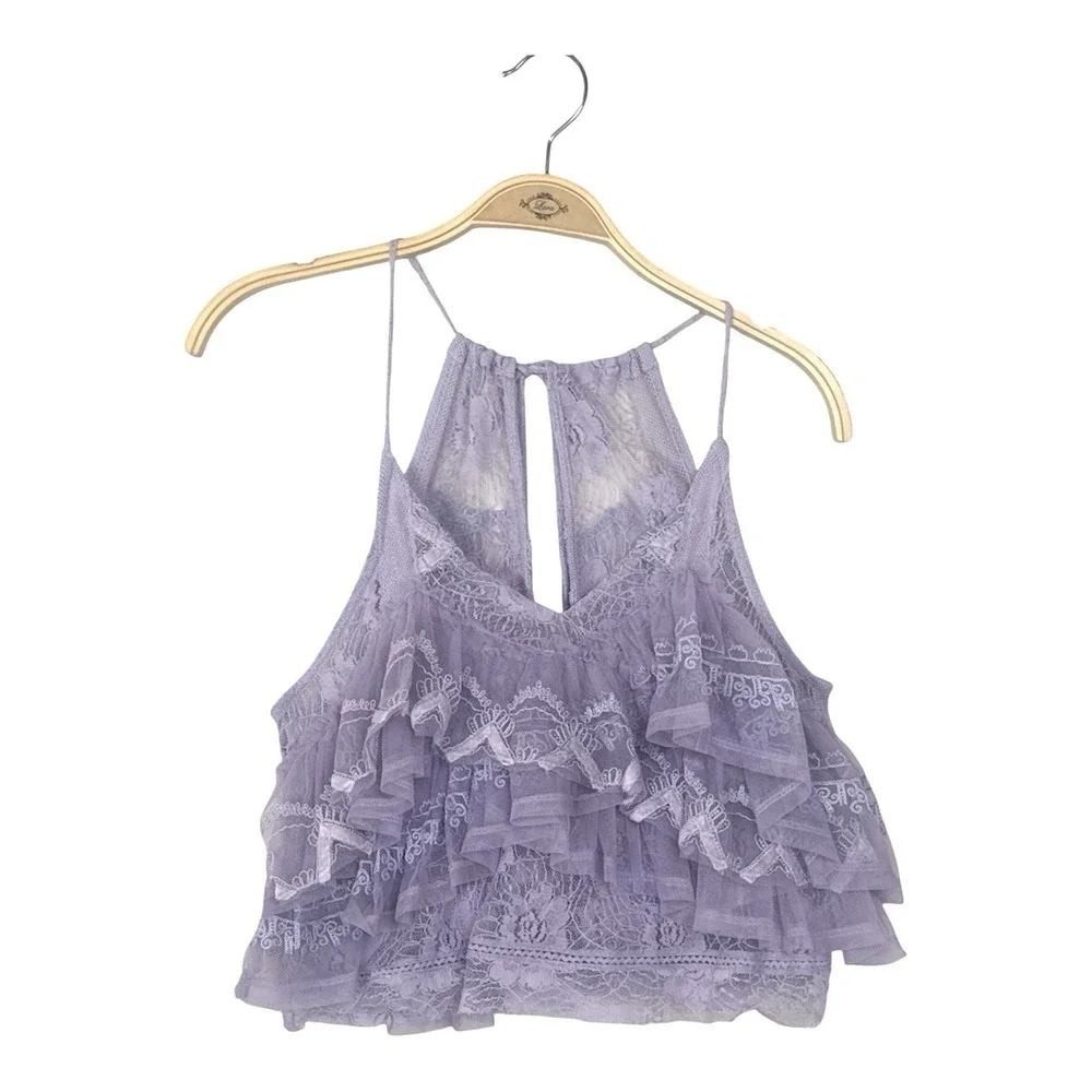 NWT Free People In The Clouds Lace Ruffles Lace Fairy Tank Top XS